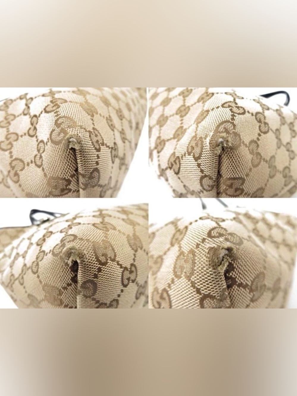 Gucci Beige GG Monogram Canvas Patent Leather Tote Bag - Picture 8 of 16